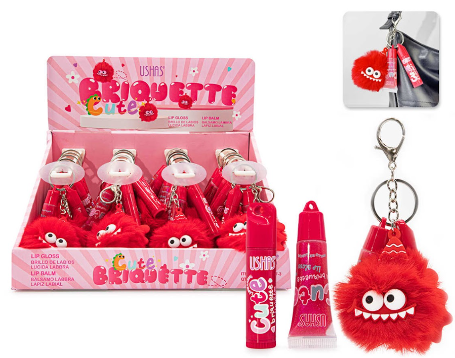 Set Bálsamo + Gloss + Llavero Peludito Rojo Dientes